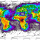 Mapa mundial que muestra la frecuencia de impactos. Wikimedia Commons